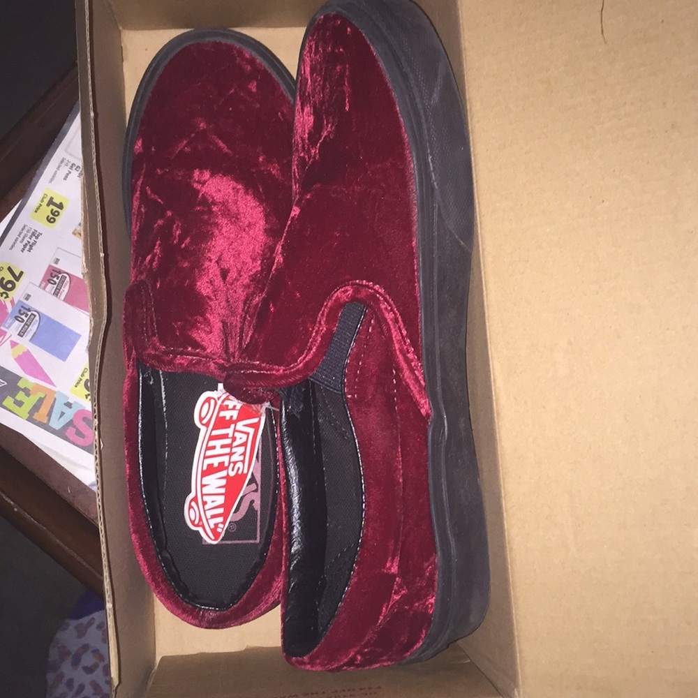 Red Velvet Slip On Vans